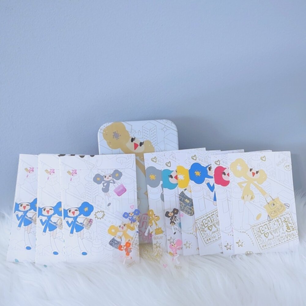 Coach Poppy-Chan RARE stationery set notecards stickers tin NWOT